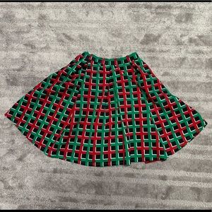 Red, green, black & white skirt